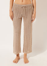 Long Crocheted Lamé Pants