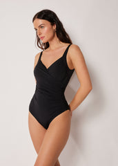 Slimming One-Piece Swimsuit Elegant Draping