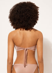 Graduated Padded Bandeau Swimsuit Top Shiny Satin