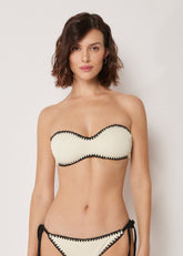 Bandeau Swimsuit Top Bicolor Embroidery