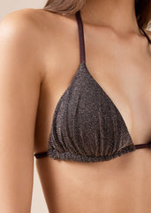 Triangle Swimsuit Top Brown Glitter