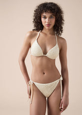 Padded Triangle Swimsuit Top Sequin Net