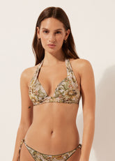 Tropical Foliage Padded Triangle Swimsuit Top