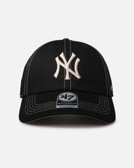 47 Brand New York Yankees 'Contrast Stitch' 47 Clean Up Strapback Black/Bone