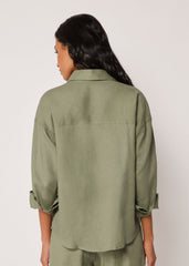 Cropped Linen and Viscose Shirt