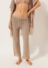 Long Crocheted Lamé Pants
