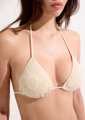 Triangle Swimsuit Top Floral Crochet