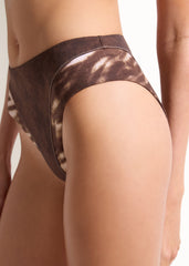 High Rise Swimsuit Bottom Brown Suede