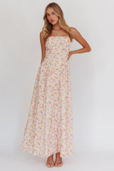 Daisy Day Basque Waist Maxi Dress Floral Pink