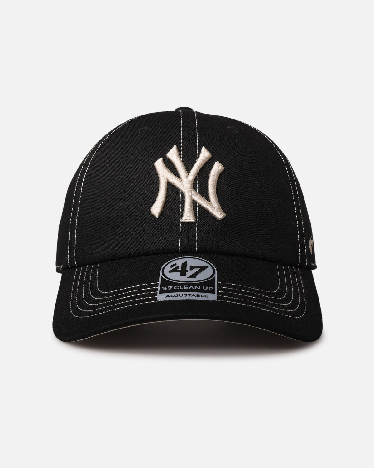 47 Brand New York Yankees 'Contrast Stitch' 47 Clean Up Strapback Black/Bone