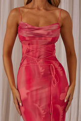 Teava Laced Waist Maxi Dress Abstract Pink
