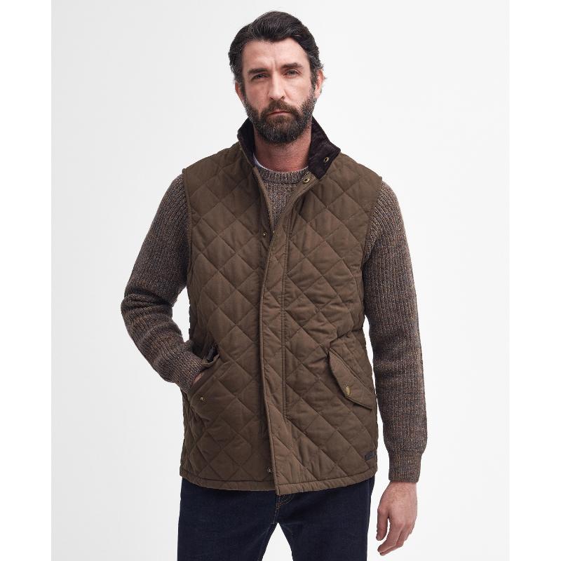 Barbour Shoveler Mens Quilted Gilet - Dark Olive