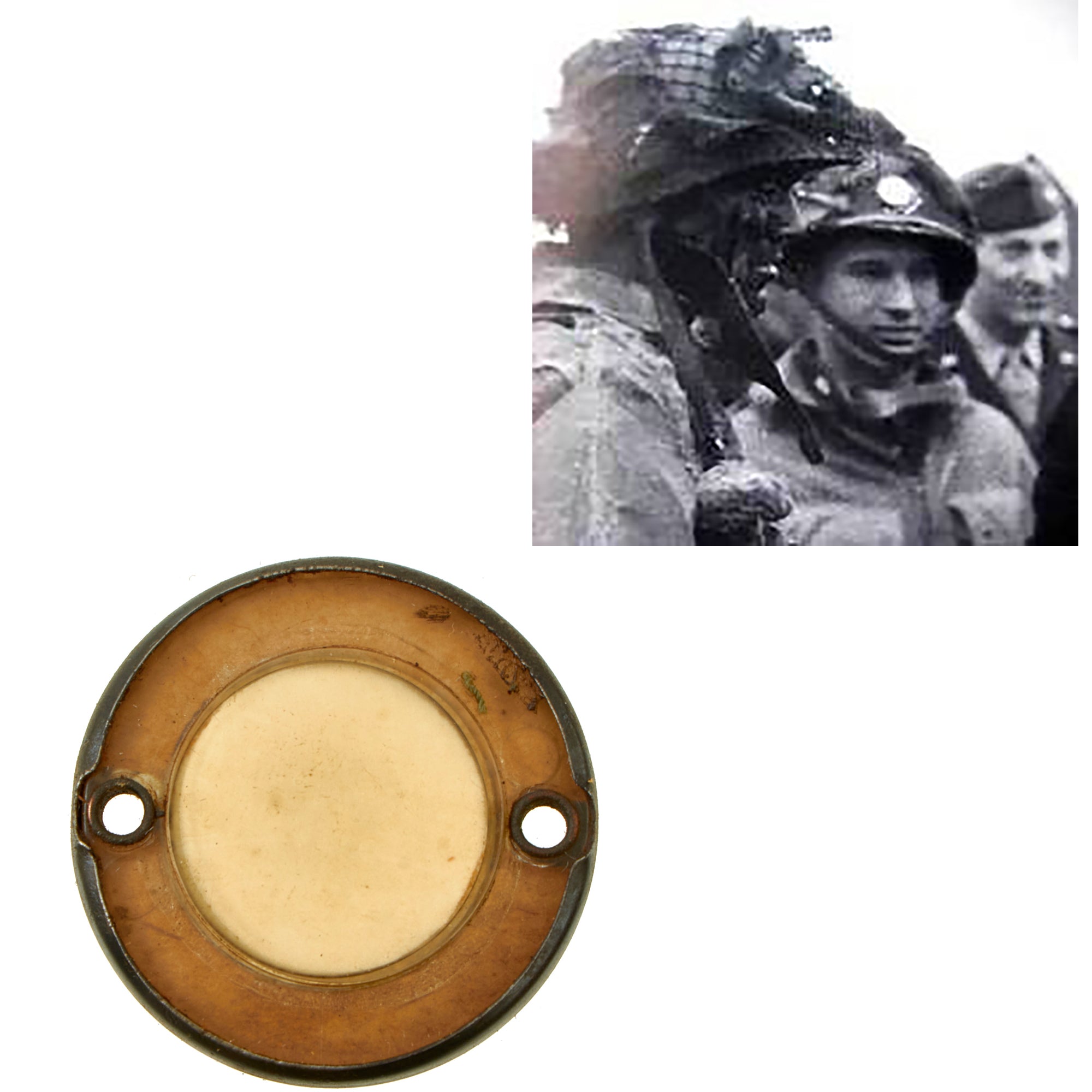 Original U.S. WWII Paratrooper D-Day Normandy Invasion Clip On Luminous Disc Helmet Marker With Original Pouch Original Items
