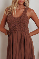 Mirella Smocked Bodice Maxi Dress Mocha
