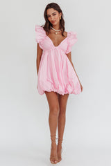 Horoscope Bubble Hem Mini Dress Blush