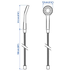 BERGVATTNET single spray hand shower with hose