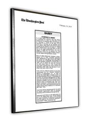 Washington Post | Nash | Obituary Plaque - 1/4"